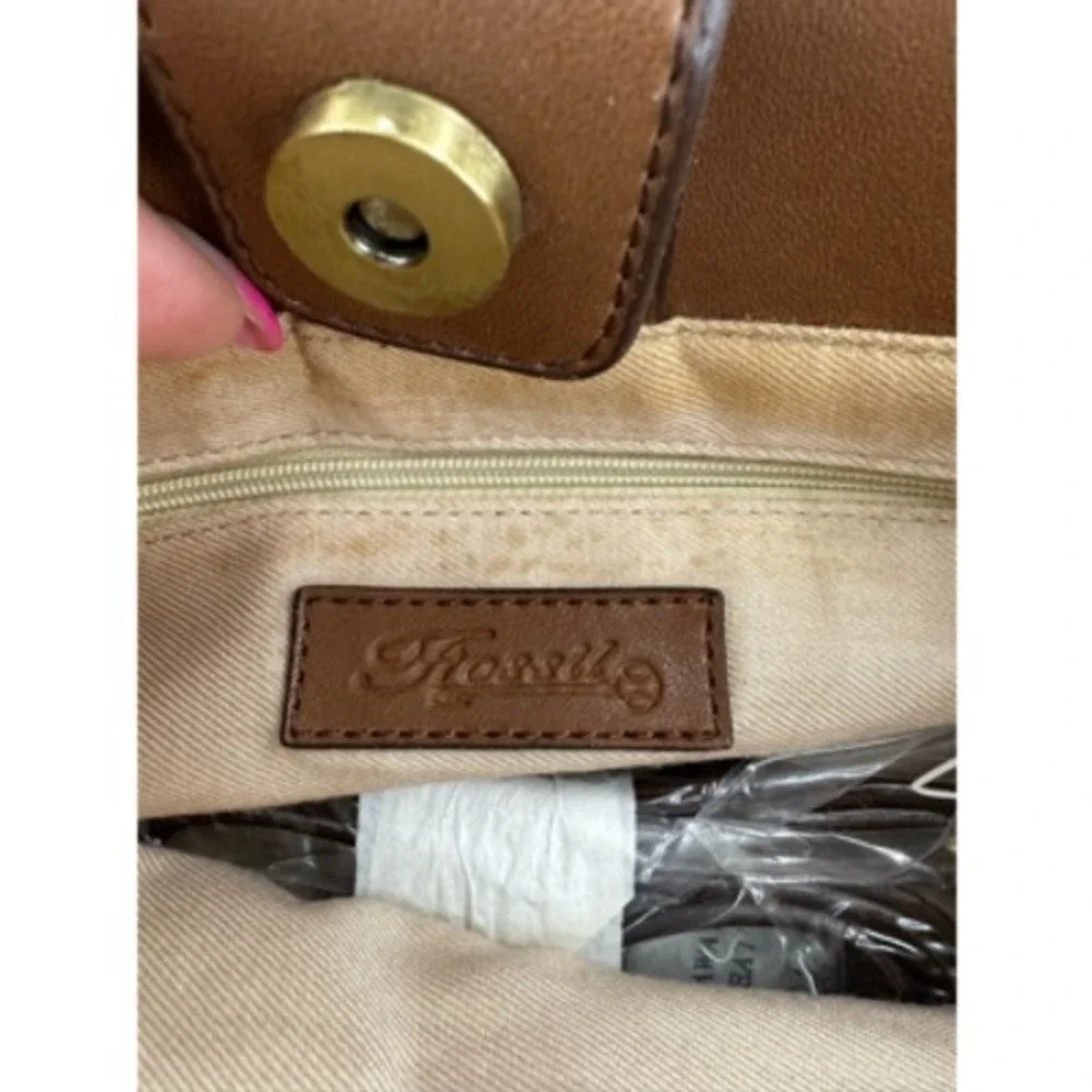Fossil Satchel Bag Womens Small Multicolor Striped Woven Good Crossbody Strap